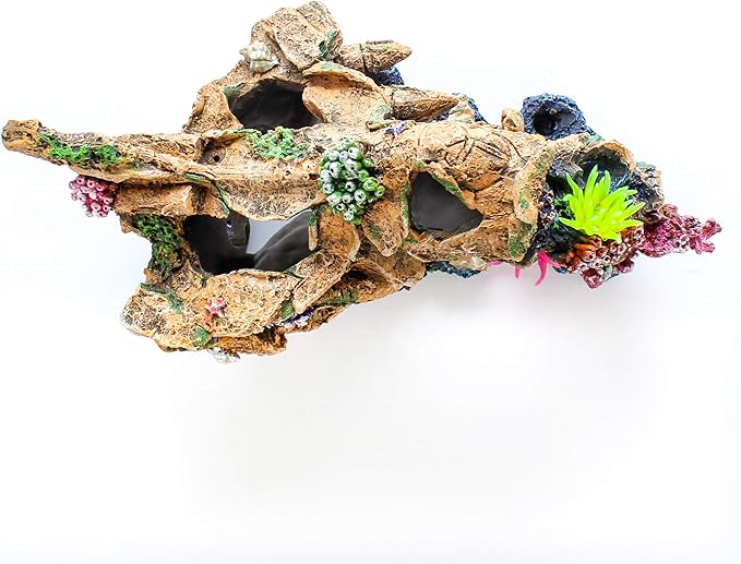 PENN-PLAX Deco-Wrecks Tan Plane Coral Scape Aquarium Decoration – Safe for Freshwater and Saltwater Fish Tanks – Large