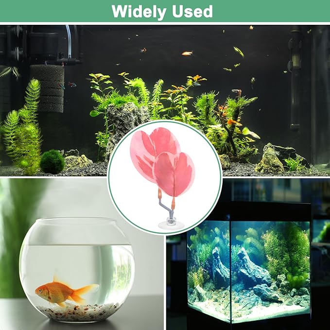 M METERXITY 2-Pack Betta Fish Leaf Pad, Hammock Plant Leaf Pad, Realistic Resting Fish Rest Bed for Fish Tank Decorations/Aquarium Accessories/Spawning Grounds/Breeding [Pink, Heart-Shaped]