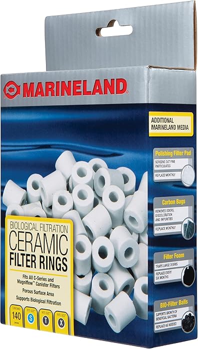 Marineland Ceramic Filter Rings, 140 Count, Support Biological Aquarium Filtration, Rite-Size S, T and X, Fit All C-Series and Magniflow Canister Filters