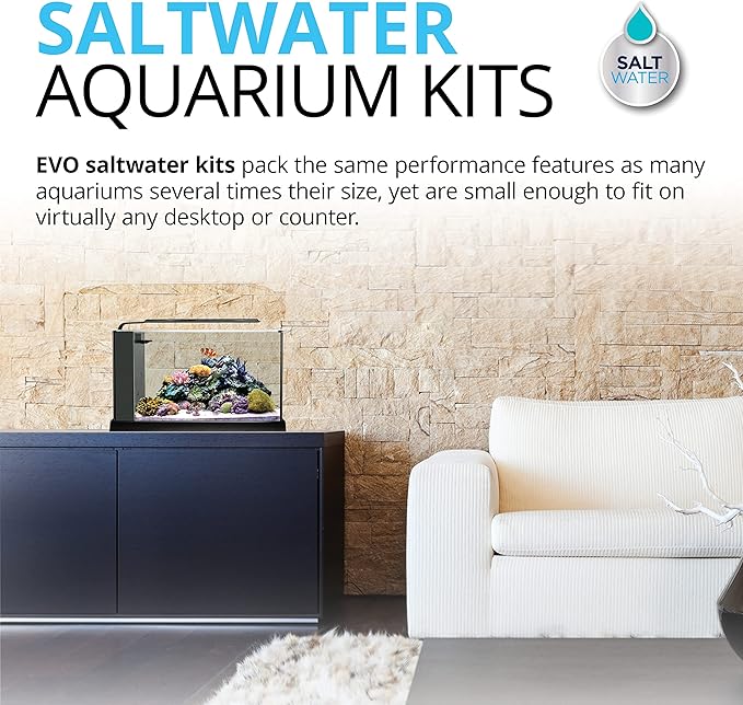 Fluval Sea Evo V Saltwater Fish Tank Aquarium Kit, Black, 5 gal, 10528A1