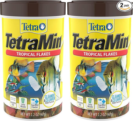 TetraMin Nutritionally Balanced Tropical Flake Food for Tropical Fish, 2.2 oz (Pack of 2)