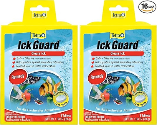 Tetra Ick Guard 8 Count, Quick Remedy for Ick in Aquariums,Golds & Yellows (Pack of 2)