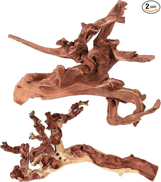 majoywoo Natural Large Coral Driftwood for Aquarium Decor Reptile Decor, Assorted Driftwood Branch 9-14" 2 Pcs, Fish Tank Decoration…