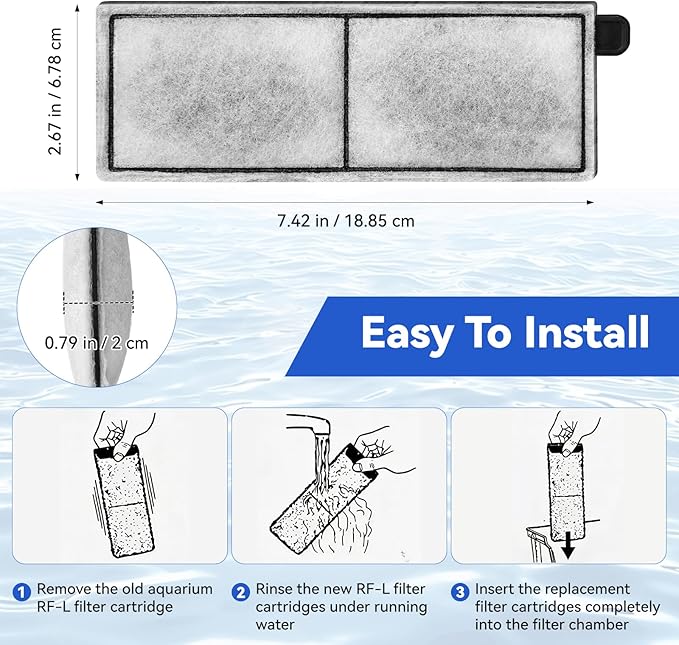 8 Pcs RF-L Fish Tank Filter Cartridges for Topfin L Retreat Filters,Aquarium Replacement Large Filter Cartridge with Carbon Compatible with Top Fin Desktop Aquariums with Large Retreat Filter