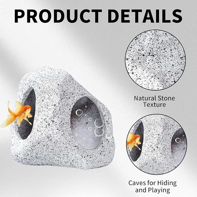 COMSUN 12 PCS Aquarium Decoration Cave Set, Ceramic Fish Tank Hideaway Rock Accessories, Colorful Plastic Aquarium Plants & Resin Starfish, Small Fish Tank Ornaments for Pet Fish to Hideout and Rest