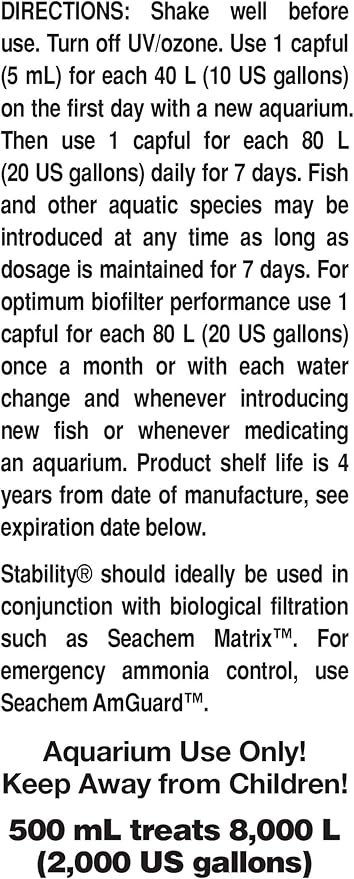 Seachem Stability Fish Tank Stabilizer - For Freshwater and Marine Aquariums, 16.9 Fl Oz (Pack of 1)