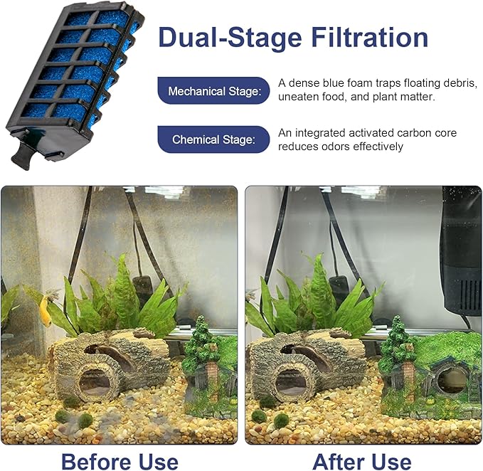 Large Filter Cartridges Compatible with Aqueon Quietflow Internal Power Filters AT30 and AT40, Fish Tank Filter Cartridge Replacement for Aquarium Freshwater Saltwater Fish Turtle, 4 Pack