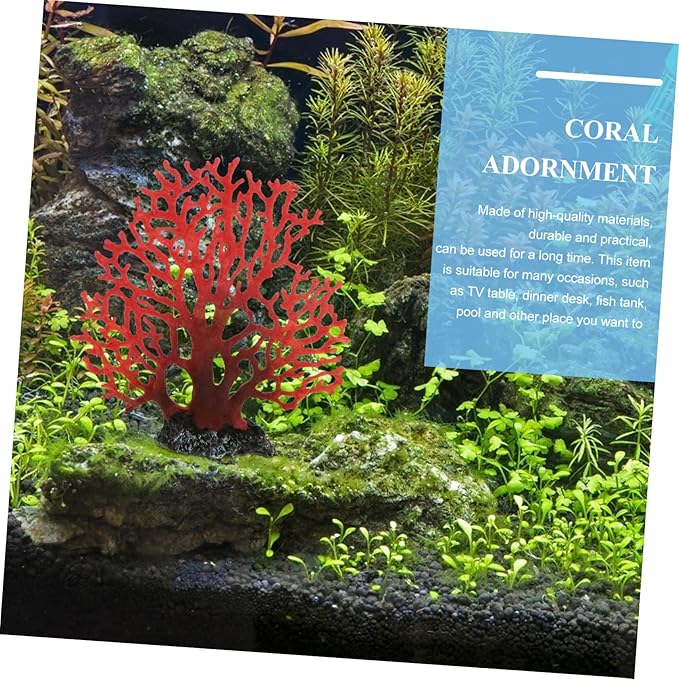 SUPVOX 1pc Artificial Coral Aquarium Coral Ornaments Landscaping Decor Resin Coral Adornment Fish Tank Coral Decor Tabletop Ornament Red Coral Ornament Red Coral Adornment, 22.5X20CM