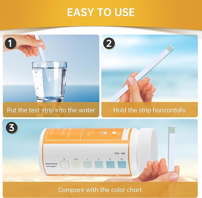 AAwipes Ammonia Test Strips for Fish Tank Aquarium Test Strips Aquarium Water Test Kit Freshwater Fish Tank (100)
