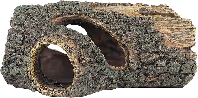 Uniclife Aquarium Large Betta Log Resin Hollow Tree Trunk Decor Artificial Wood Fish House Cave Bark Ornament with Hideout Holes for Shrimp Small Cichlid Lizard and Turtle in 10-70 Gallon Fish Tank