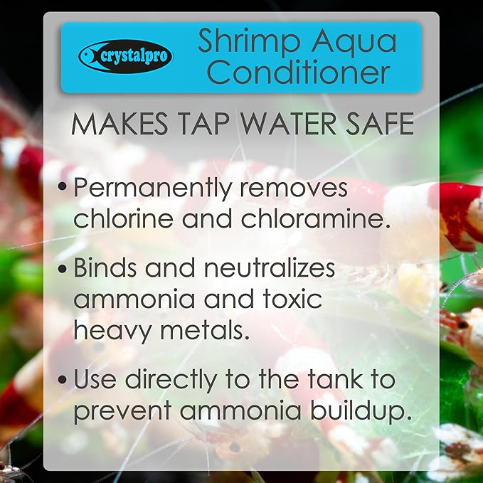 Crystalpro Shrimp Aqua Conditioner Treats 1250 Gallons - Concentrated Water Conditioner Neutralizes Chlorine and Ammonia (4.2 Oz-125 ml) for Freshwater Invertebrate Tanks – Caridina & Neocaridina