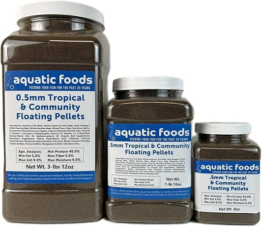 0.5mm - 1/64" Tropical & Community Fish Floating Micro Pellets for Tetras, Guppies, Angel Fish, Small Cichlids, Goldfish. All Tropicals. - WL…8oz Jar