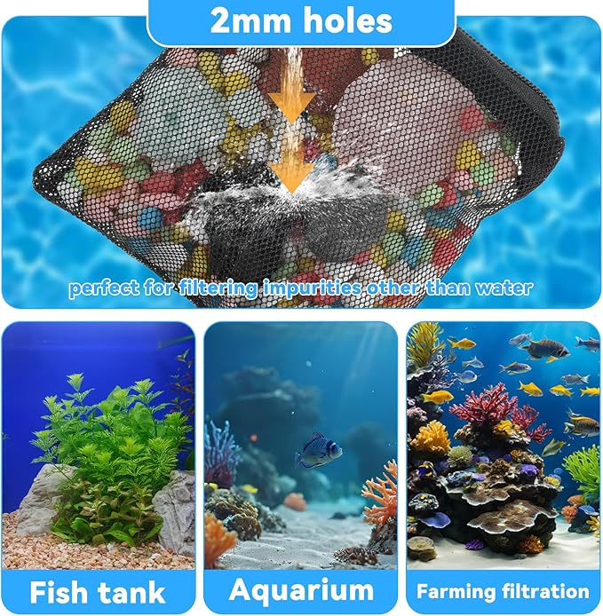 10Pcs Media Bags for Aquarium Fine Mesh Bag 4" x 4" with Plastic Zipper, Reusable Bag Mini Fish Tank Filter for Bio Activated Carbon Filterstones