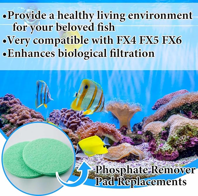 Tranqun 12 Pack Phosphate Remover Pad Compatible with Fx4/ Fx5/ Fx6 Phosphate Remover Pad, Replacement Aquarium Canister Filter Media, Green