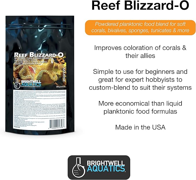 Brightwell Aquatics Reef Blizzard-O Powdered Planktonic Food Blend for Octocorals & Bivalves, 100g (RBZO100)