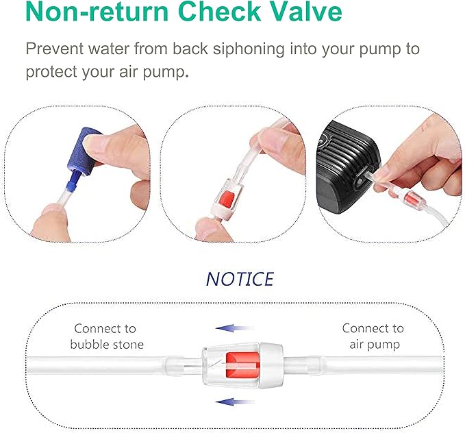 Aquarium Air Pump Accessories Kit with 80 Inch Standard Clear Airline Tubing, Air Stones, Check Valves, Suction Cups and Connectors for Fish Tank