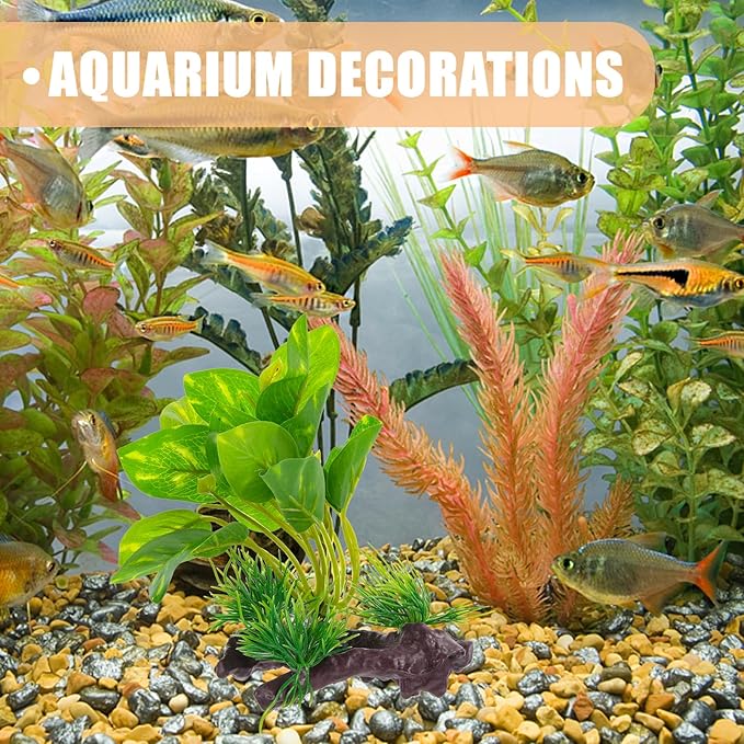 NOLITOY Aquarium Decorations Fish Tank Artificial Plastic Plants, 5.51 Inch Green Fish Tank Decorations Plants for Aquarium