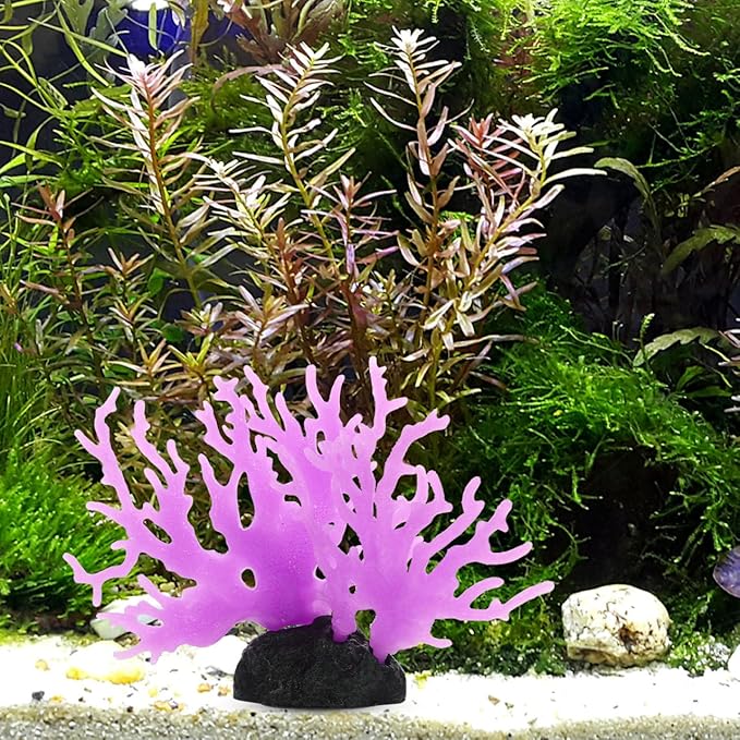 Kisangel Artificial Coral Ornament Aquarium Decor Fish Tank Landscape Faux Coral Branch Simulated Sculpture 7.87X5.51X1.77 Inch Marine Theme Home Office Decoration