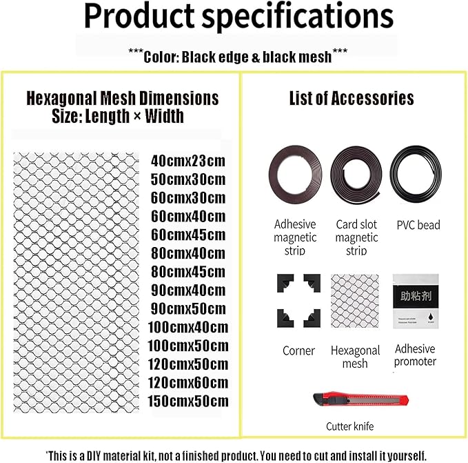 Reptile Tank Escape Proof Net Fresh Air Netting Lid Magnetic Aquarium Lid Tank Hood top Cover Anti(50cm x 30cm)