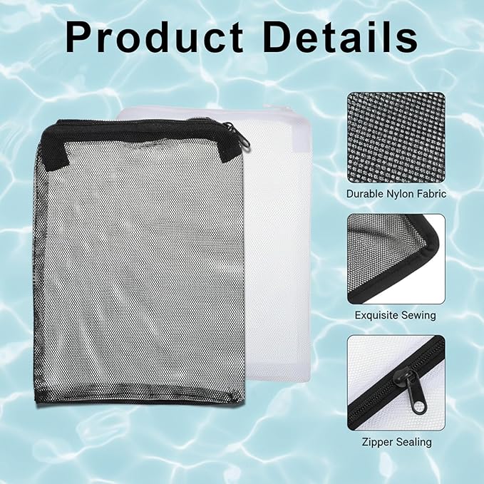 10 Pcs Media Bags for Aquarium with Zipper, 7.8 X 5.9 Inch Fish Tank Fine Mesh Bag for Fish Tank Activated Carbon, Ceramic Rings