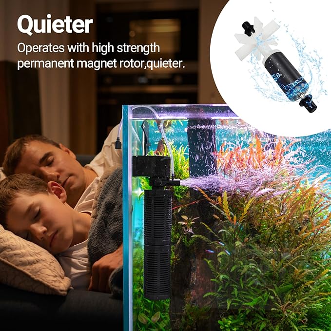 Yaubay 25W Aquarium Internal Filter for 75-150 Gallon Tanks, Power Biochemical Sponge Fish Turtle Tank Filter with Aeration System, Silent Submersible Filters, 317 GPH
