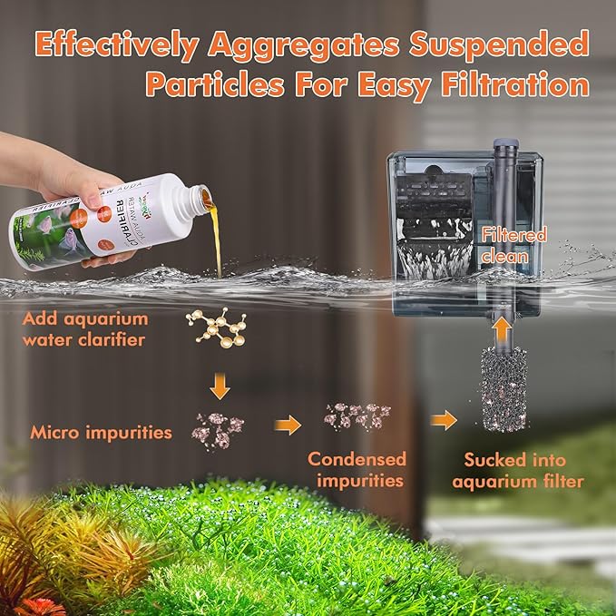 hygger Aquarium Water Clarifier, Water Clarifier for Fish Tank, Clears Cloudy Water for Freshwater and Saltwater Tanks, 1000 ML