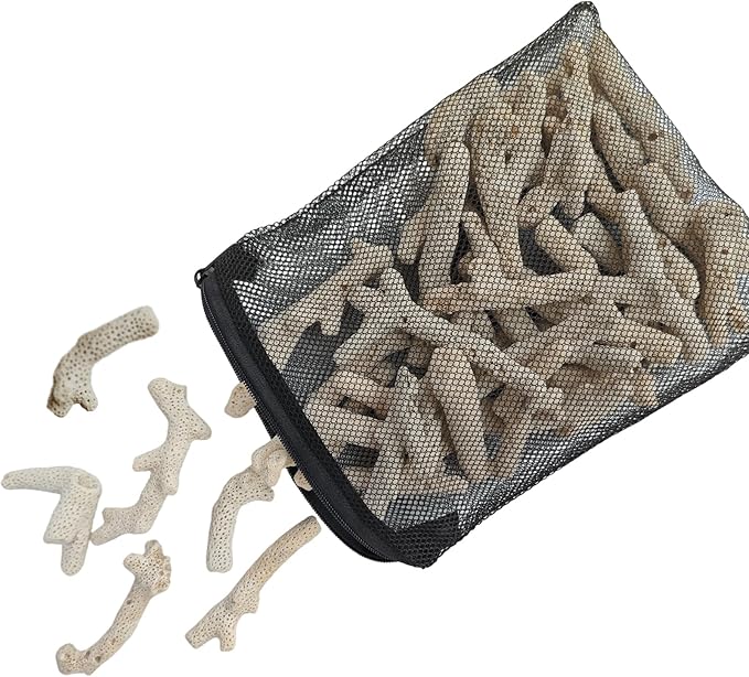 1.1lb/500g Crushed Coral, Natural Fish Tank Crushed Coral, Crushed Coral Filter for Freshwater Aquarium Ph Aquarium Bio Filter Media Bag Reusable Aquarium Filter