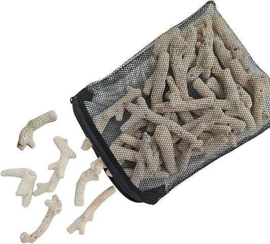1.1lb/500g Crushed Coral, Natural Fish Tank Crushed Coral, Crushed Coral Filter for Freshwater Aquarium Ph Aquarium Bio Filter Media Bag Reusable Aquarium Filter