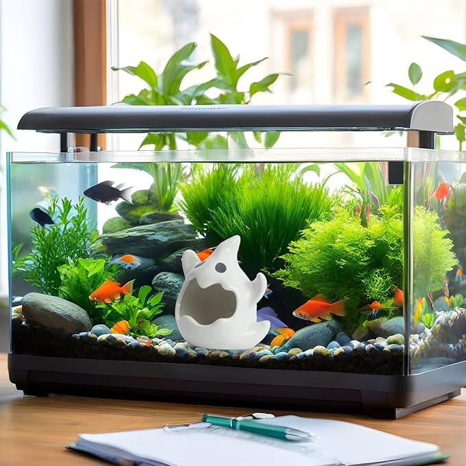 RUIAN Ghost Ceramic Aquarium Hideout, Smooth White Ceramic Decoration for Fish Tank and Small Pets Like Hamsters, 125x75mm, Ideal Gift