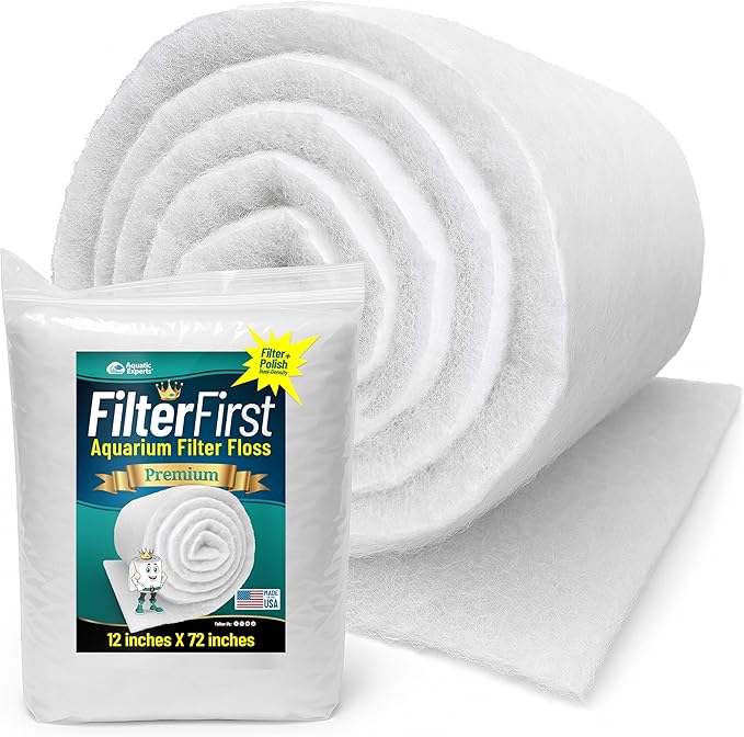 Aquatic Experts Aquarium Filter Floss for Fish Tank Filters - FilterFirst Aquarium Filter Pad - Media Roll for Crystal Clear Water, 3/4" - 1" Thick (12 Inch Wide, 72 Inch Long)