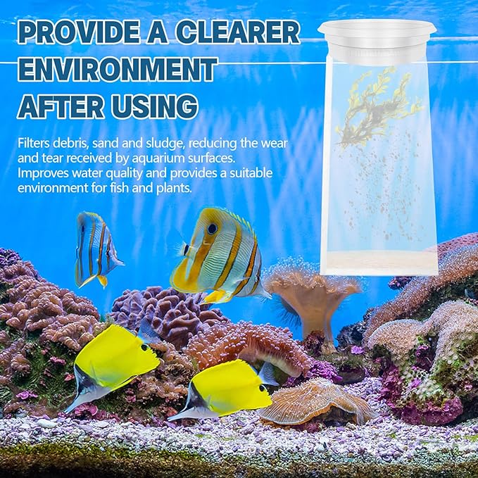8PCS 4 Inch 200-Mesh Nylon Aquarium Filter Sock, Filter Socks, Reusable Fine Mesh Bag for Saltwater Aquarium and Fish Tank Freshwater, Aquarium Accessories (9.84×5.31 Inch)