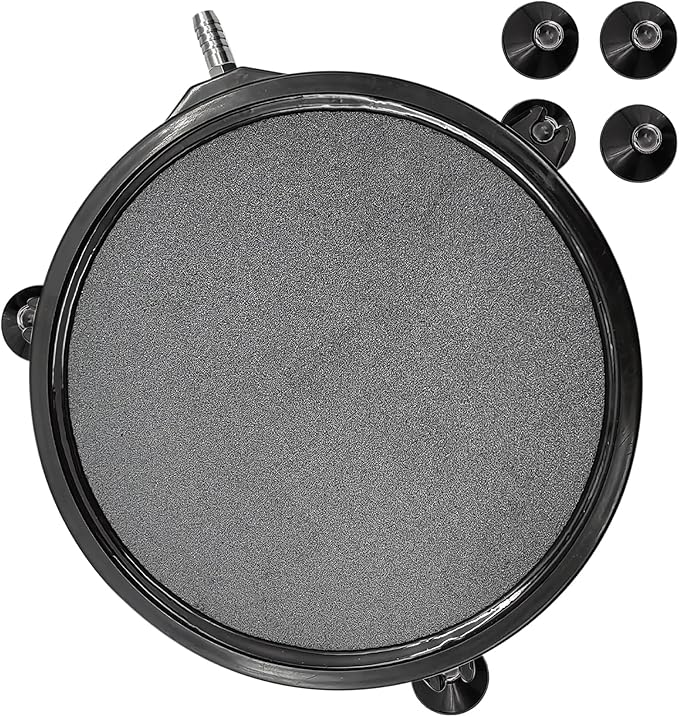 kathson 8 Inch Aquarium Air Stone Hydroponics Fish Tank Air Stone Disc Aerator Bubble Diffuser with Suction Cups Air Pump Round Dissolved Oxygen Airstone Decoration for Pond Dwc Circulation
