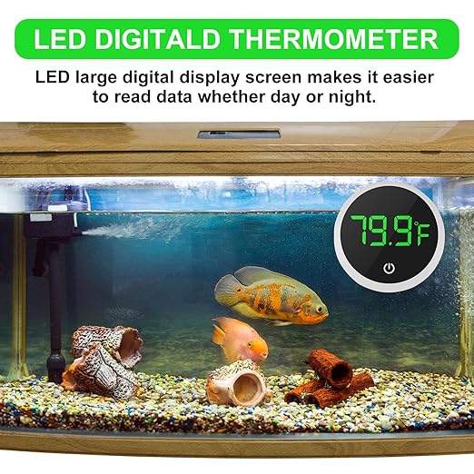 2PACK LED Aquarium Thermometer - 5S Refresh Speed Touch Screen Fish Tank & Terrarium Water Temperature Test Digital Thermometer