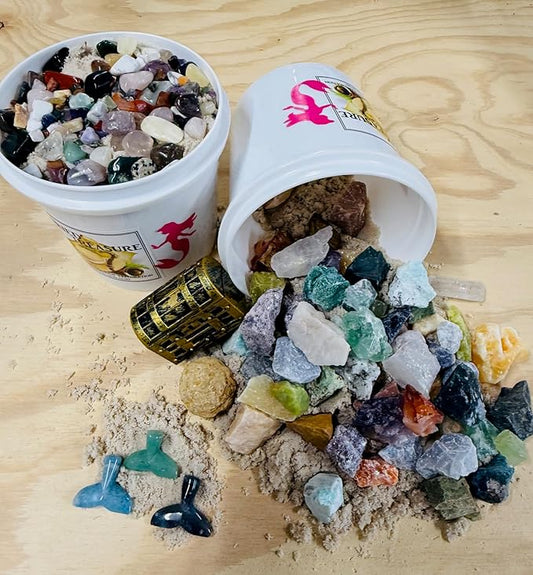 THE MINI Miner Mermaid Quart Sized Natural Crystal RAW Stone Mining Bucket, CRACKABLE GEODE, Unique Gift, Boys and Girls
