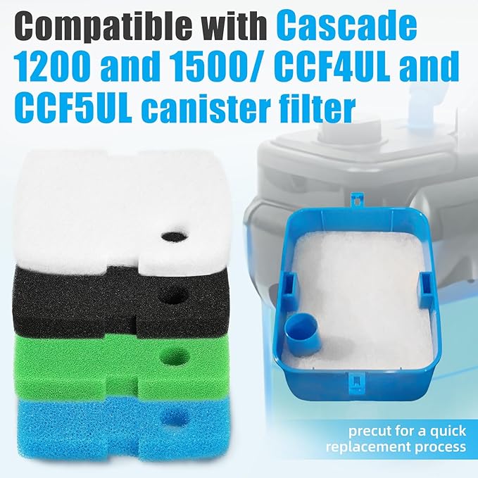AQUANEAT Replacement Canister Filter Pads Compatible with Cascade 1200/1500 CCF4UL/CCF5UL Generic Floss Aquarium Sponge Media
