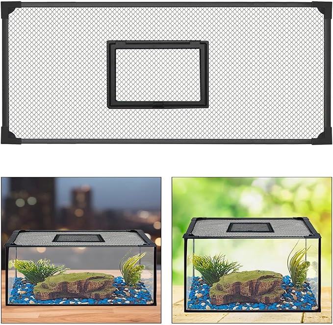DIY Aquarium Hood with Jump Protection Mesh Cover for Tanks, 100x40cm