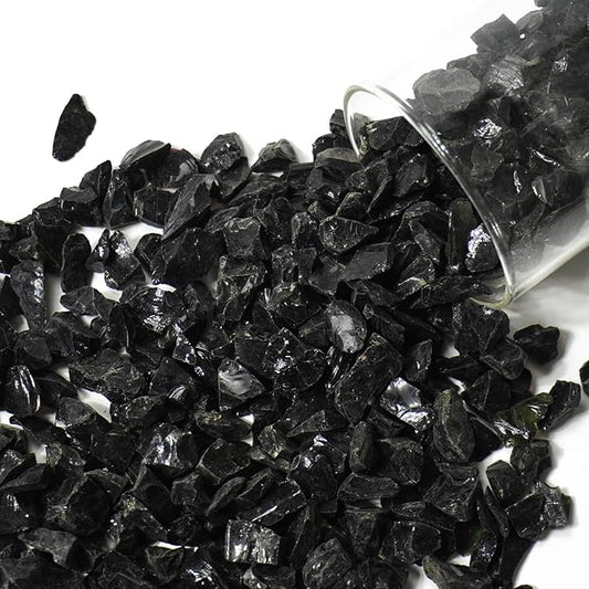 1 Lb Black,Large Crushed Sea Glass,Broken Piece Granules Crafts,Irregular Sea Glass for Vase Fillers Candle Holder Sand Pebbles,Succulent Terrarium Decor,Aquarium,Fish Turtle Tank Decorations