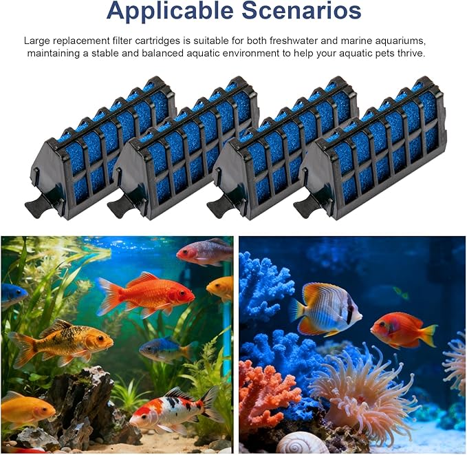 Large Filter Cartridges Compatible with Aqueon Quietflow Internal Power Filters AT30 and AT40, Fish Tank Filter Cartridge Replacement for Aquarium Freshwater Saltwater Fish Turtle, 4 Pack