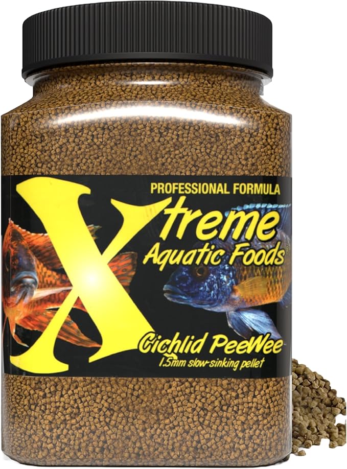 Xtreme Cichlid Peewee 1.5 mm Pellets - Proven Nutrition for Cichlids - Balanced Amino Acids, Boost Immune & Digestive Health, Color & Energy, Max Protein Freshwater Fish Food – USA Farm Grown (20oz)