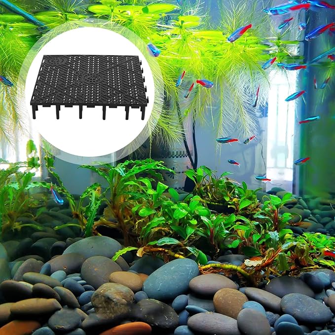 ULTECHNOVO Aquarium 20pc Fish Tank Bottom, Plate Sand Gravel, PVC Splicing Clapboard Bottom, Sand Gravel Board for Aquarium Breeding (Black) Fish Tank Filters