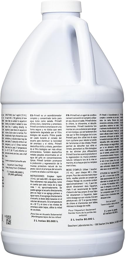 Seachem Prime Fresh and Saltwater Conditioner - Chemical Remover and Detoxifier 2 L