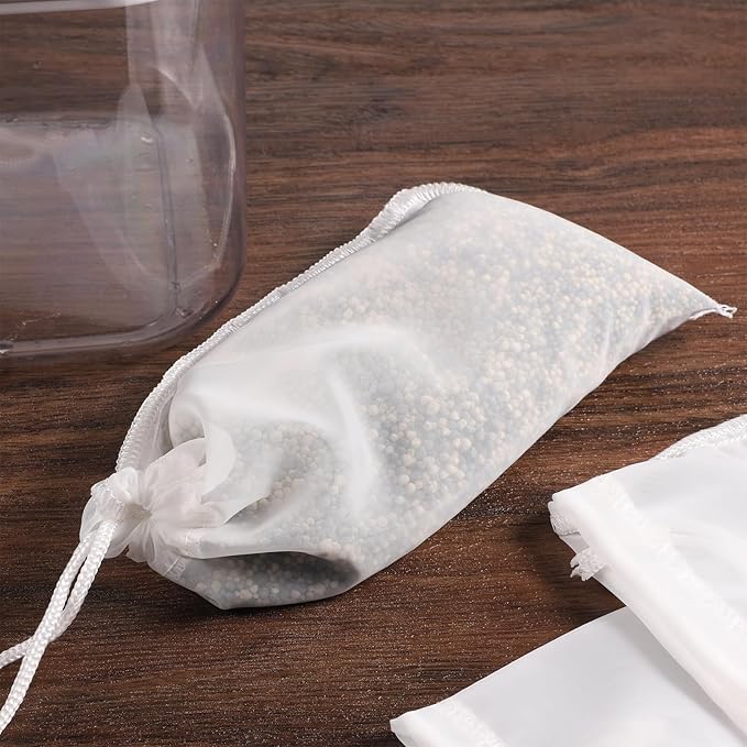 4 Pack Aquarium Media Bag, 180 μm Extra Fine Media Filter Bag Aquarium Reusable Drawstring Mesh Filter Bags for Very Fine Resins Filteraquariums Filters Impurities(7.5"*3.6")