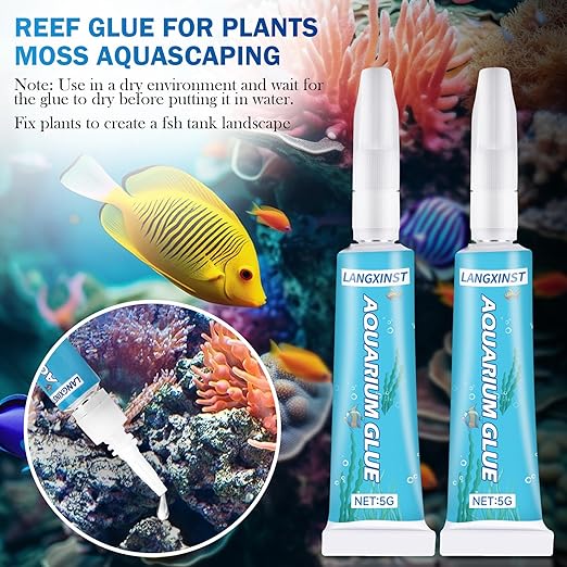 Aquarium Glue Fish Safety, Clear Reef Glue Gel for Plants, Moss, Coral, Rocks, Stone, and Wood, Freshwater and Saltwater Aquascape