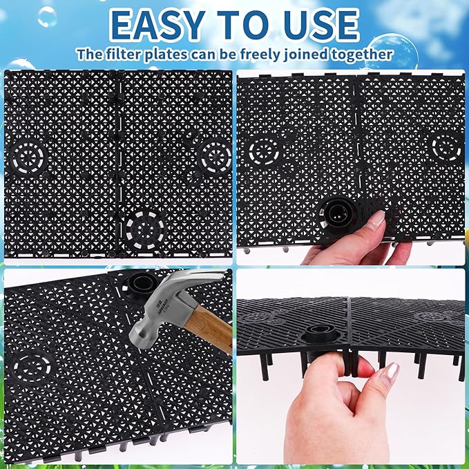 24pcs Undergravel Filter Aquarium Divider Tank (5.7'' x 5.7'') Under Gravel System for Clean Water with 6 Uplift Tube for Fish Tank Separation Bottom Filtration & DIY Aquascaping