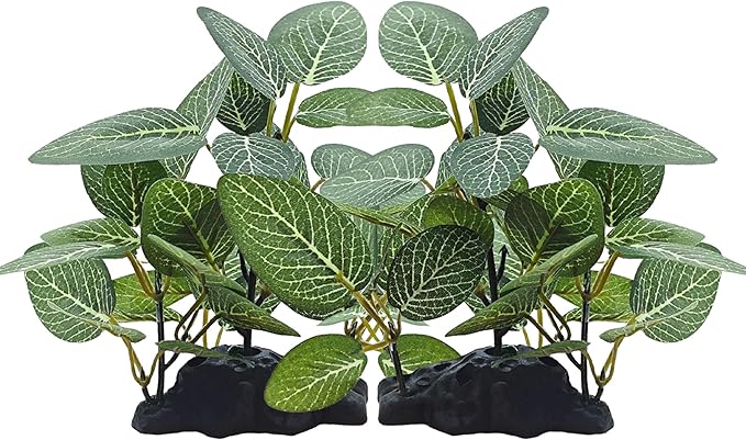 Silk Aquarium Plants, Artificial Fake Aquarium Plants Small Betta Fish Tank Plants Plastic Realistic Decorations Set 2PCS (Style E)