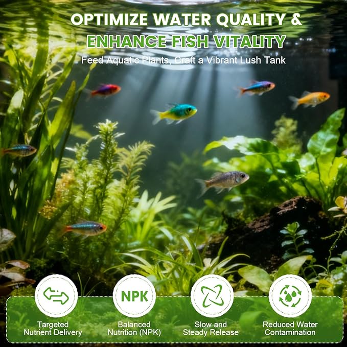 Root Tabs Freshwater Aquarium Plant Fertilizer, Slow-Release 100 Tabs 1g/Tab, Safe for Fish and Shrimp, for Planted Aquarium Substrate (2 * 100)