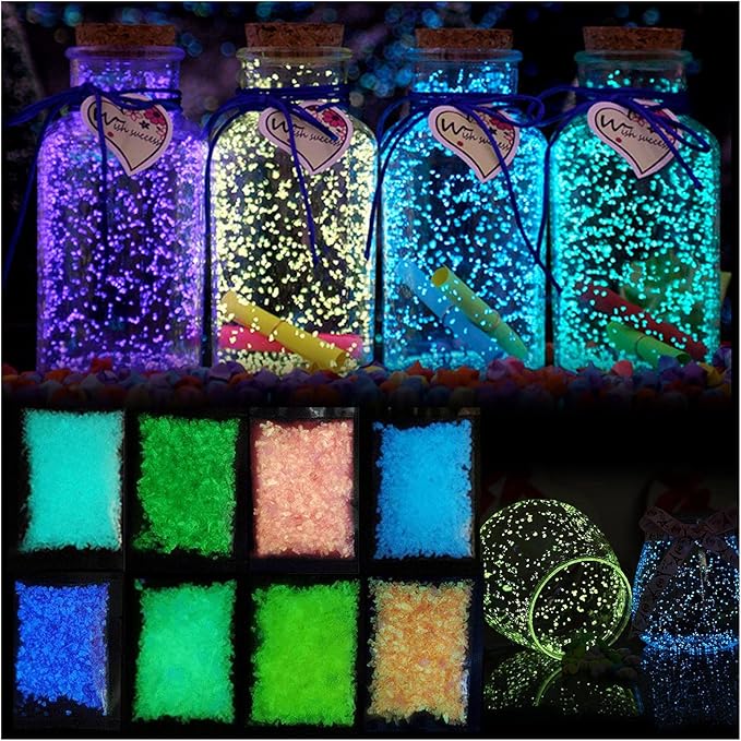Eme-rald Glow in The Dark Gravel, DIY Decorative Luminous Stones, Glow in The Dark Garden Sand, Luminous Sand Stones Rocks for Yard and Walkways for Aquarium Fish Tank Decoration (Purple)