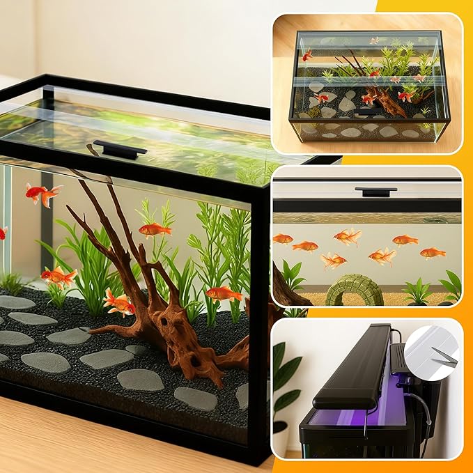 2PCS Set Glass Canopy,22.68x16.93in(Each PCS) Clear Tempered Aquarium Fish Tank Hoods FITS for Marineland Perfecto 70/75/90/110 Gallon 48x18 Aquarium Fish Tank