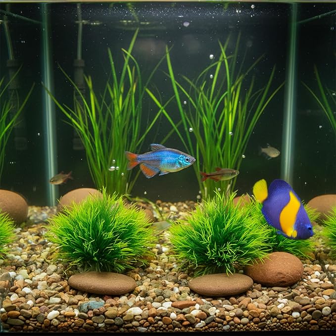2PCS Large Guppy Grass for Tank Decorations, 6 Inch Artificial Aquarium Plants Decorations for Fish Tank, Green Fish Tanks Plants Ornament