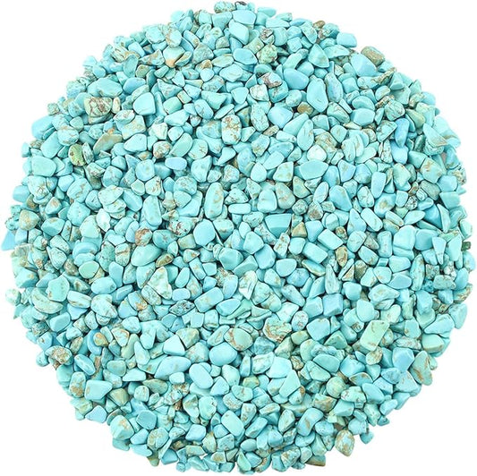 ZHIYUXI Turquoise 1lb Crystal Chips Bulk Fish Tank Decorations Aquarium Rocks Gravel Vase Filler Stones Crystals for Candle Making Witch Kit Gravel for Plants Quartz Sand Gemstone Terrarium Supplies